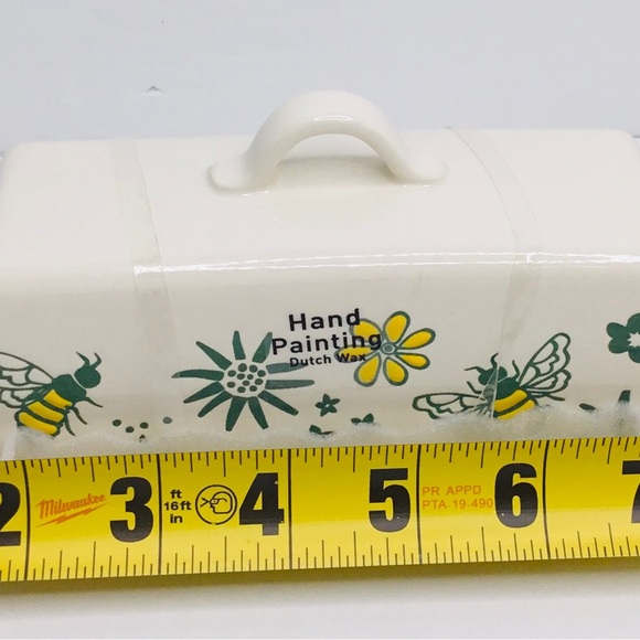 Stick Butter Dish EMMA'S by CW Hand Painting Dutch Wax Singer Bee Flower New - Picture 4 of 6